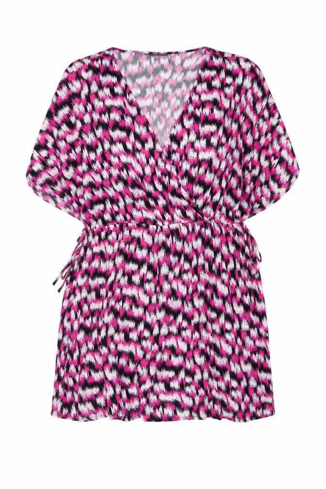 Marks and Spencer Womens Pink Geometric Viscose A-Line Size 24 V-Neck Pullover