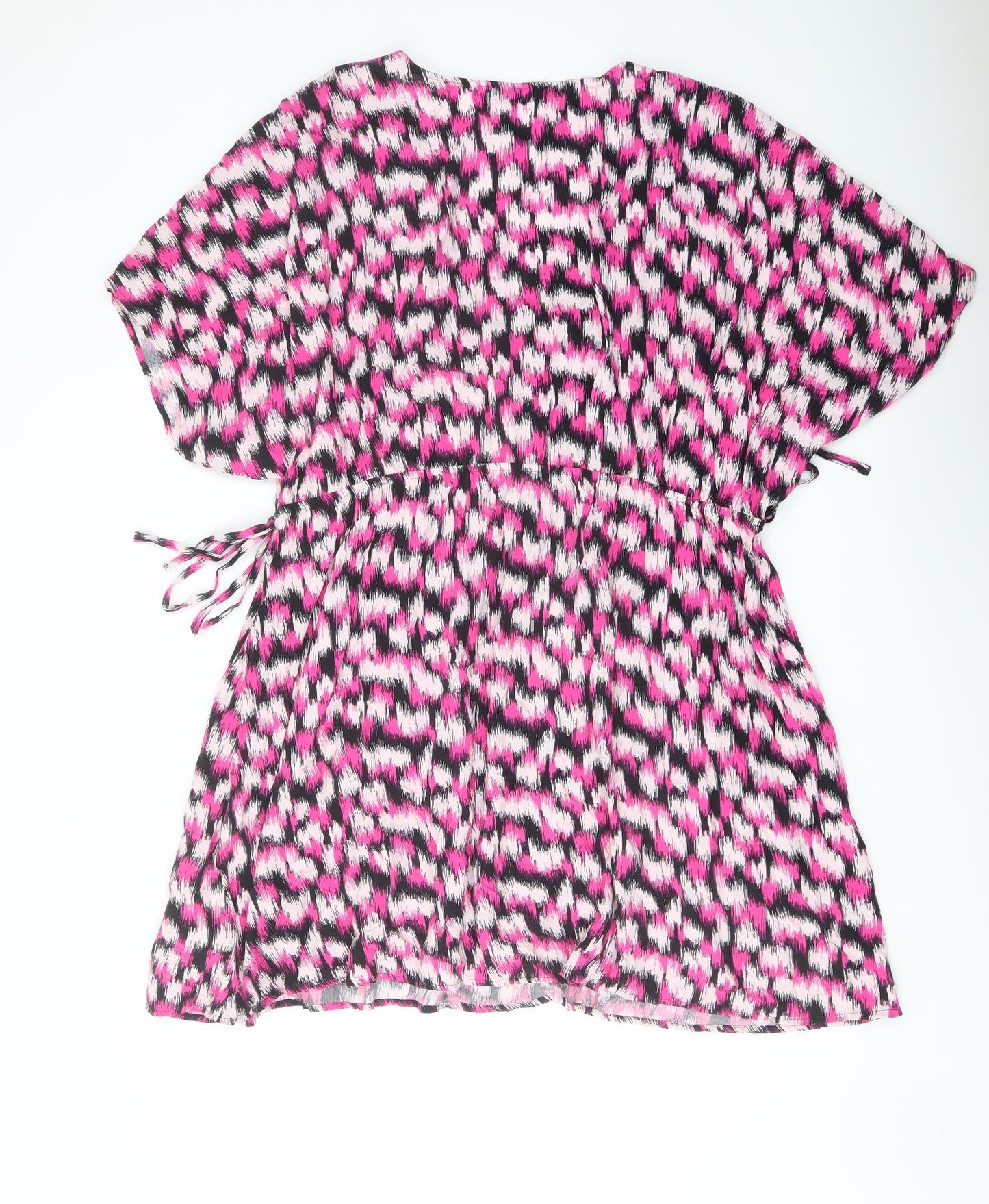 Marks and Spencer Womens Pink Geometric Viscose A-Line Size 24 V-Neck Pullover