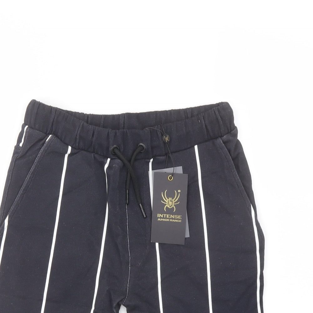 Intense Boys Blue Striped Cotton Sweat Shorts Size 13-14 Years Regular Drawstring