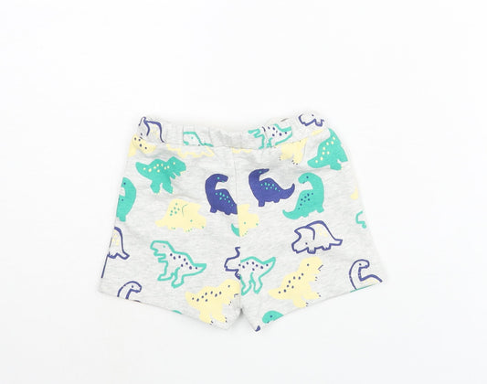 Marks and Spencer Boys Multicoloured Geometric Cotton Cropped Trousers Size 3-6 Months Drawstring - Dinosaur Print