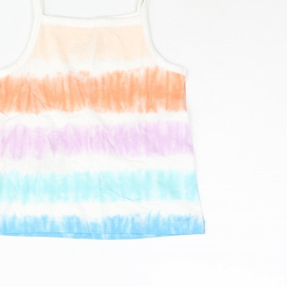 Marks and Spencer Girls Multicoloured Striped Cotton Basic Tank Size 2-3 Years Square Neck Pullover