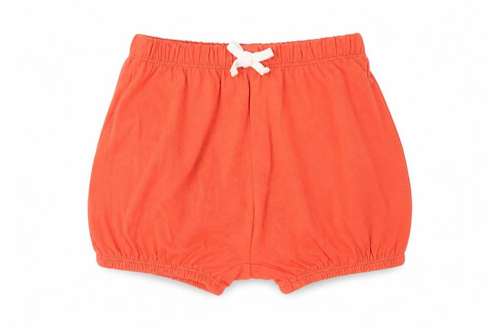 Front view of Marks & Spencer girls’ red cotton cropped trousers, size 6-9, months pullover