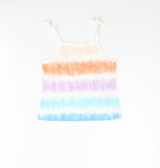 Marks and Spencer Girls Multicoloured Striped Cotton Basic Tank Size 2-3 Years Square Neck Pullover