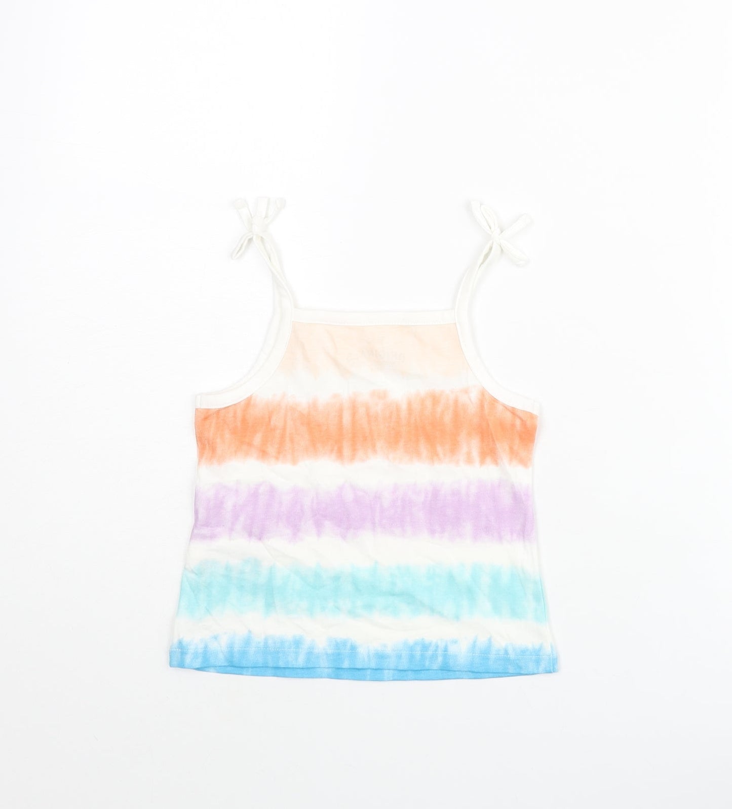Marks and Spencer Girls Multicoloured Striped Cotton Basic Tank Size 2-3 Years Square Neck Pullover