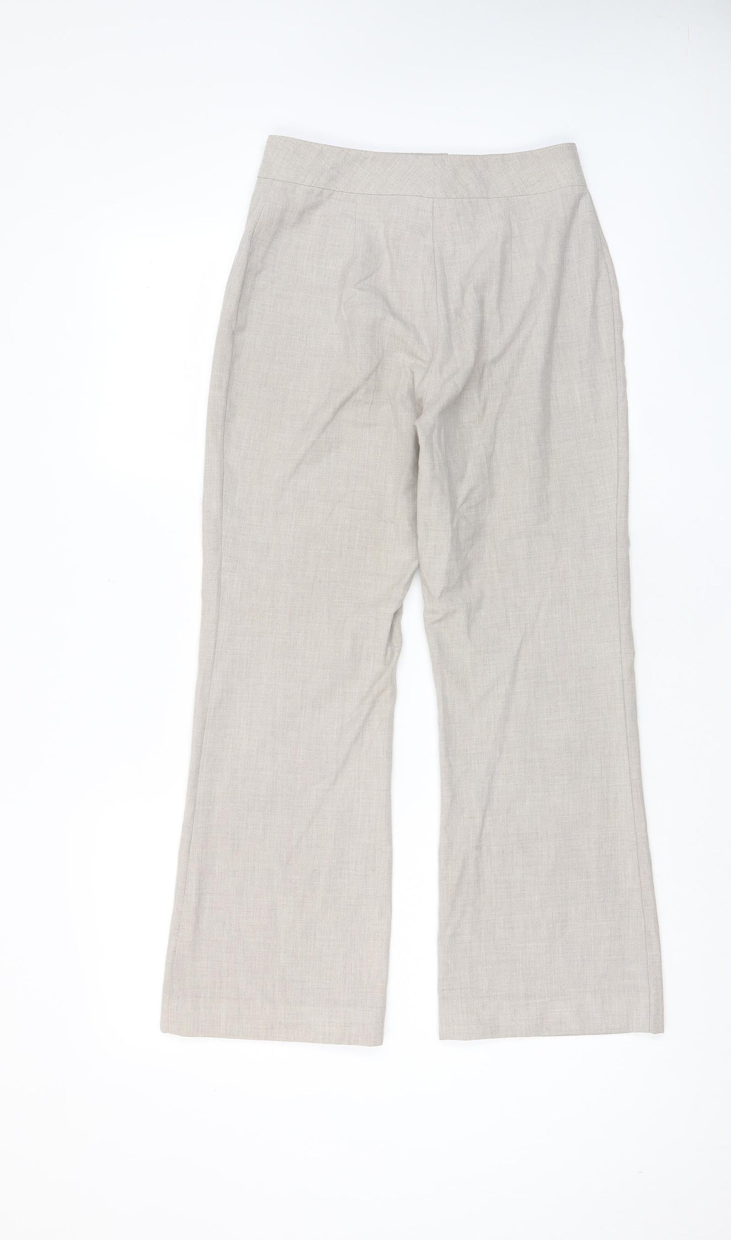 Essentials Womens Beige Polyester Trousers Size 10 L27 in Regular Hook & Eye - Embroidered