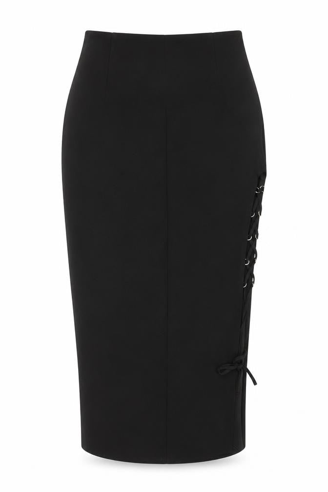 Zara Womens Black Polyester Straight & Pencil Skirt Size S Zip - Side cut out