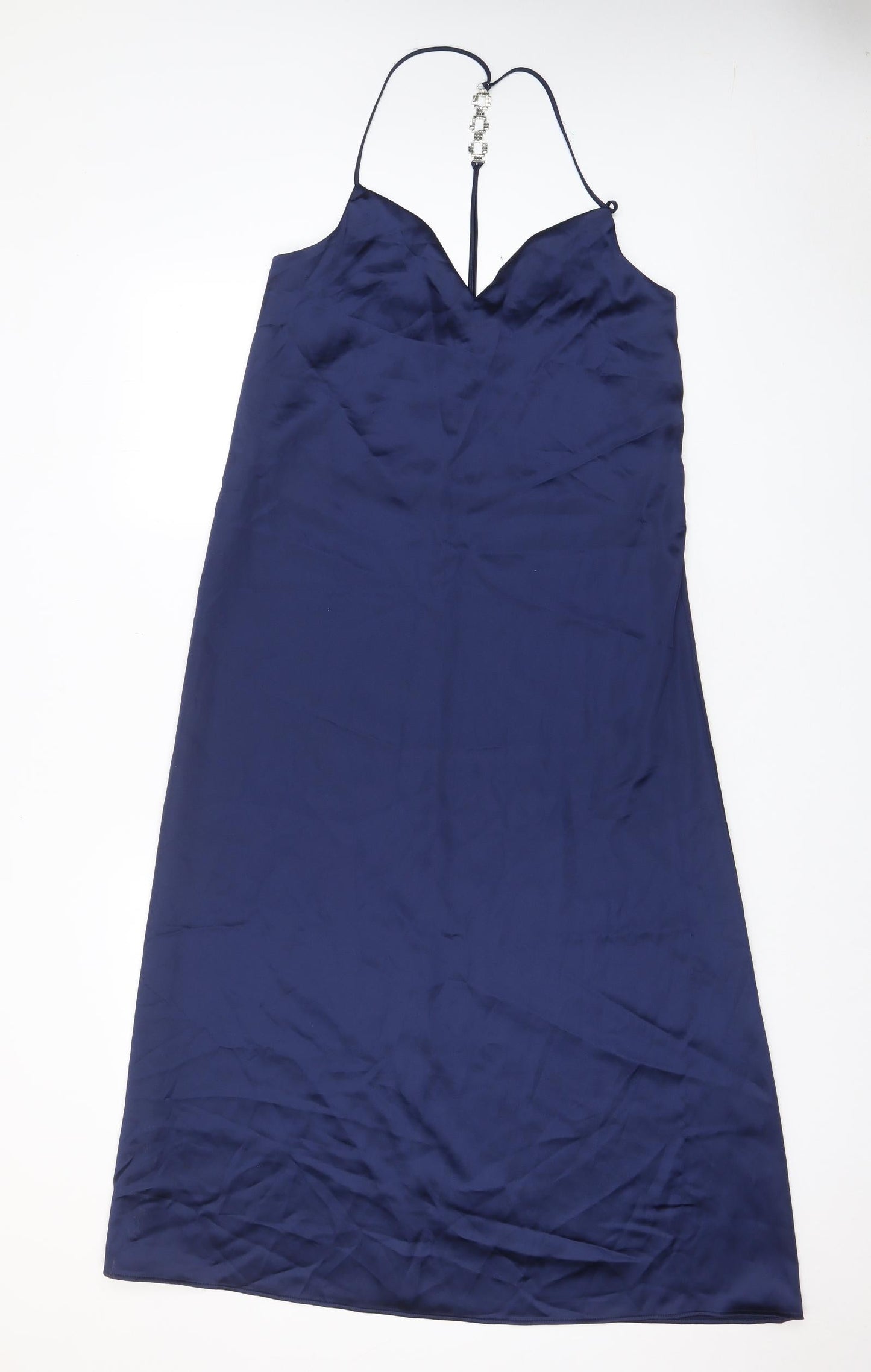 Zara Womens Blue Polyester A-Line Size S Halter Pullover