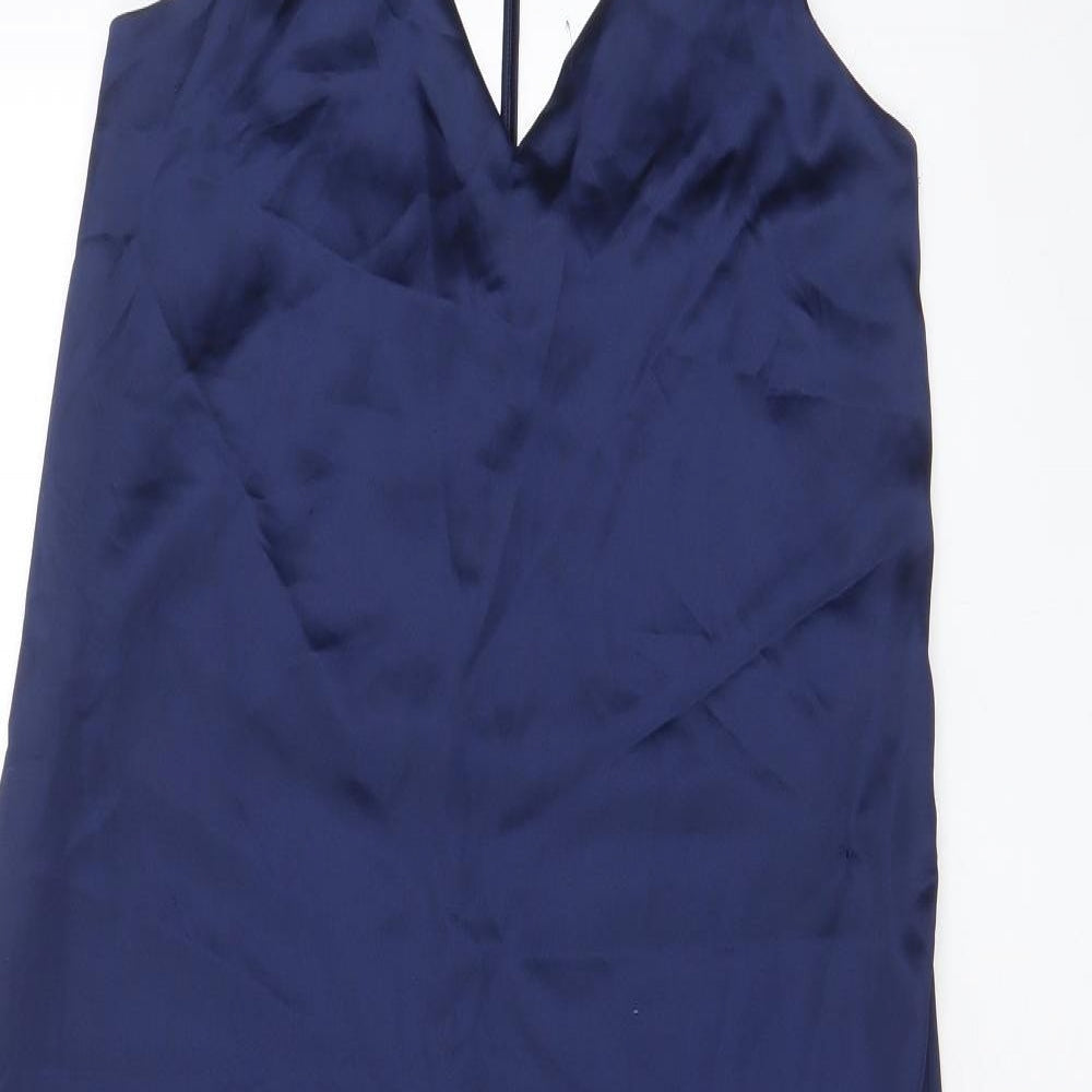 Zara Womens Blue Polyester A-Line Size S Halter Pullover