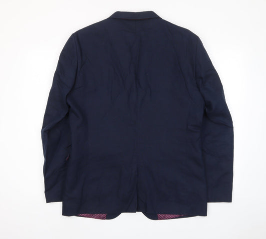 NEXT Mens Blue Cotton Jacket Suit Jacket Size 40 Regular - Inside pockets