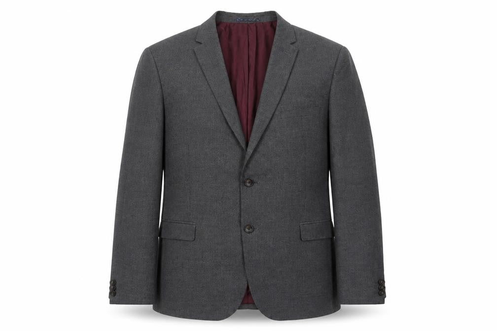Marks and Spencer Mens Grey Plaid Polyester Jacket Suit Jacket Size 44 Regular - Inside pockets