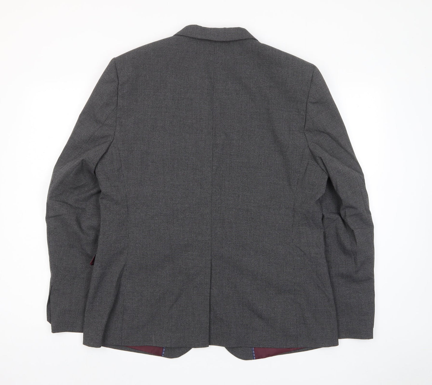 Marks and Spencer Mens Grey Plaid Polyester Jacket Suit Jacket Size 44 Regular - Inside pockets