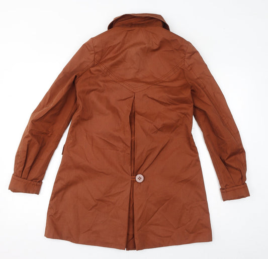 H&M Womens Brown Overcoat Coat Size 6 Button