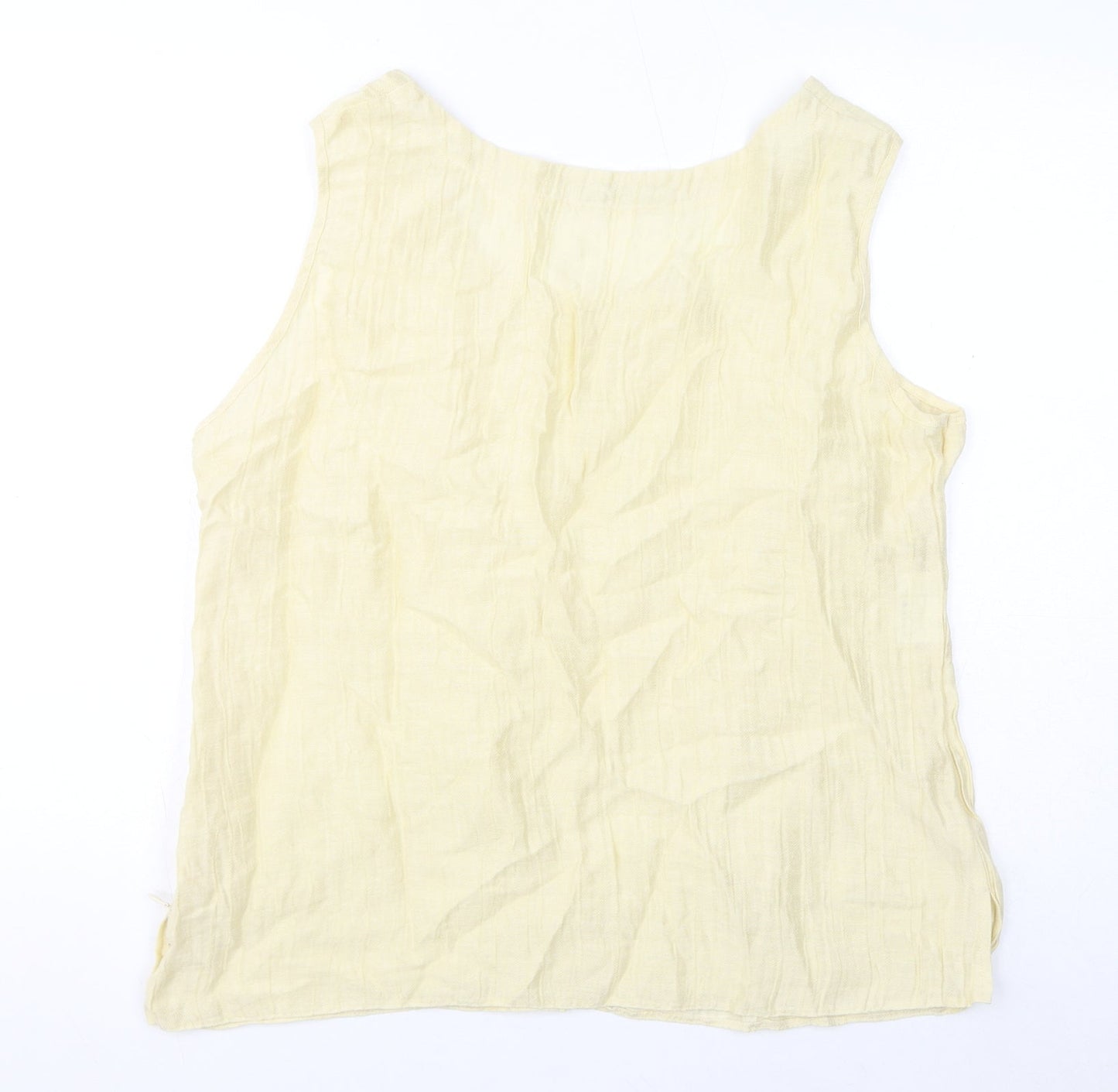 Gina Bacconi Womens Yellow Linen Basic Tank Size 22 Round Neck