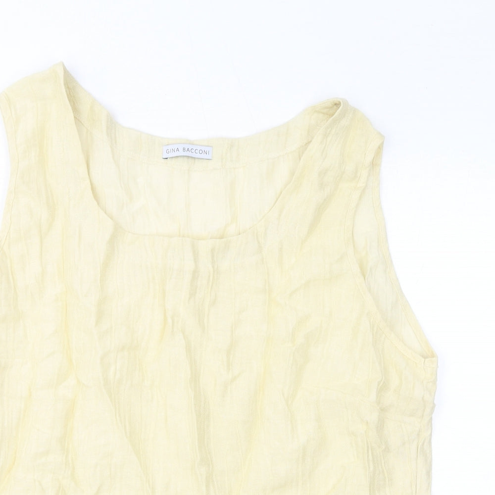 Gina Bacconi Womens Yellow Linen Basic Tank Size 22 Round Neck