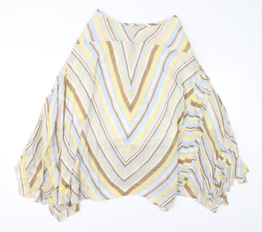 Arrogant Cat Womens Multicoloured Striped Cotton A-Line Skirt Size M Zip