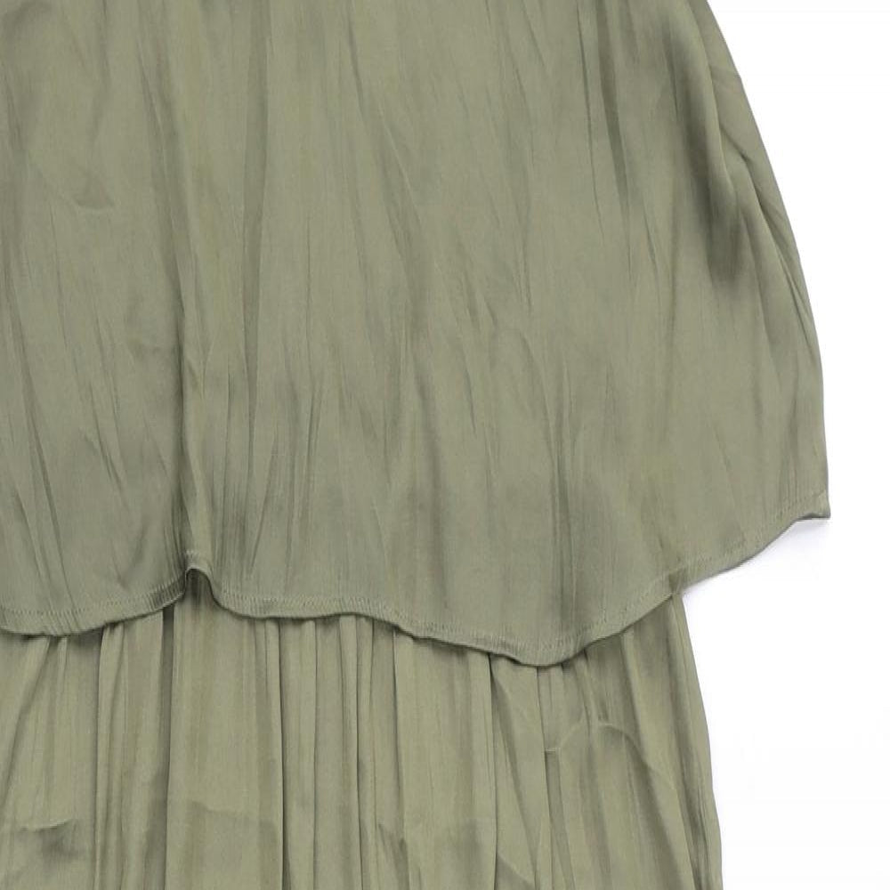 H&M Womens Green Polyester Maxi Size 10 V-Neck Pullover