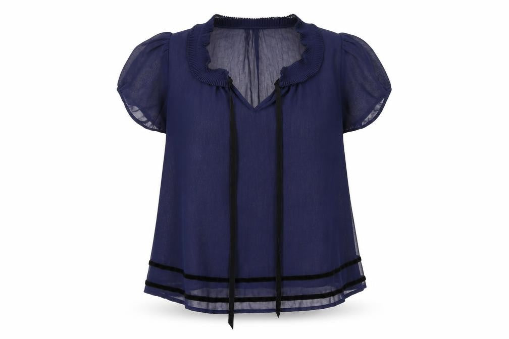 Pins & Needles Womens Blue Polyester Basic Blouse Size S V-Neck - Sheer