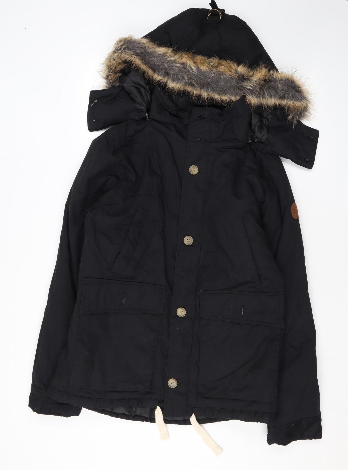 Native Youth Womens Black Rain Coat Coat Size M Zip