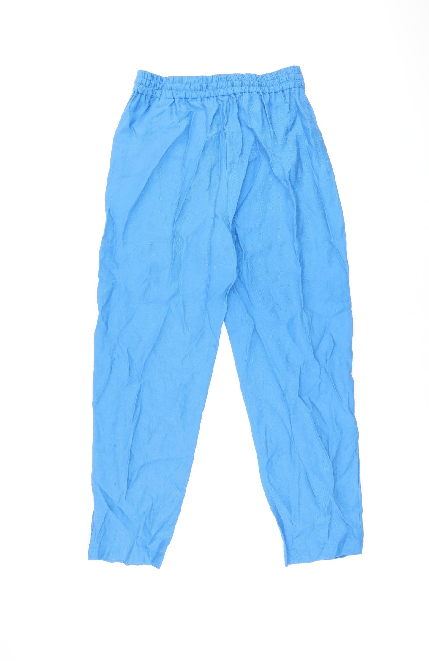 Marks and Spencer Womens Blue Lyocell Trousers Size 8 L25.5 in Regular Drawstring