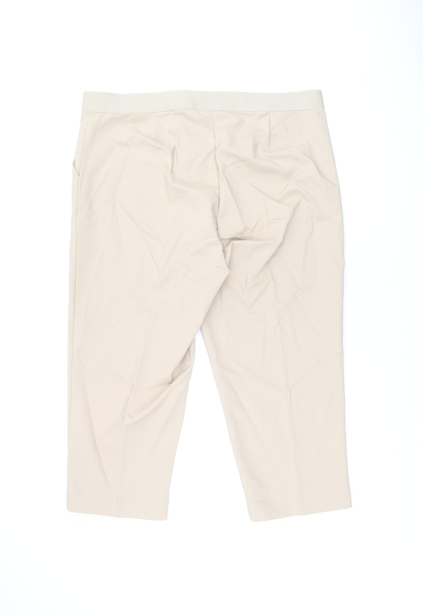 Marks and Spencer Womens Beige Cotton Trousers Size 20 L21.5 in Regular Zip