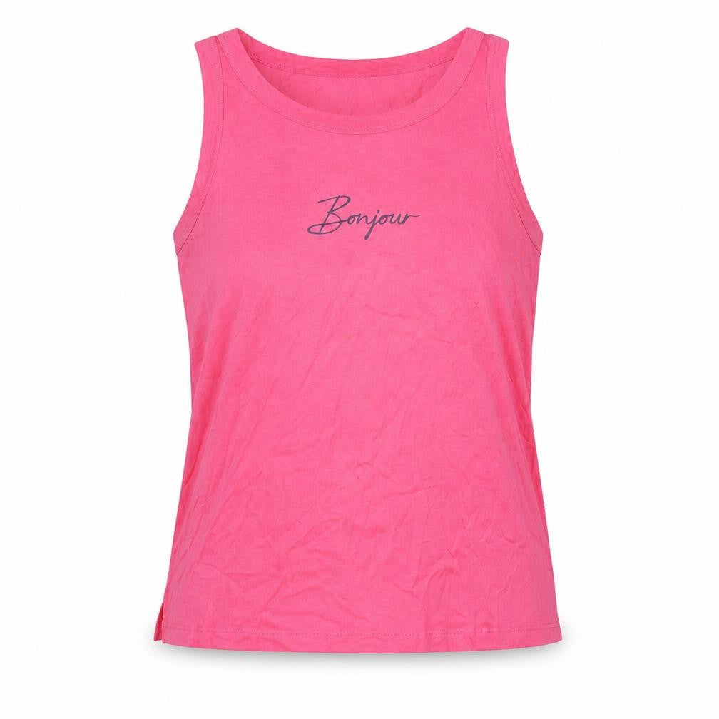 Marks and Spencer Womens Pink Cotton Basic Tank Size L Round Neck - Bonjour