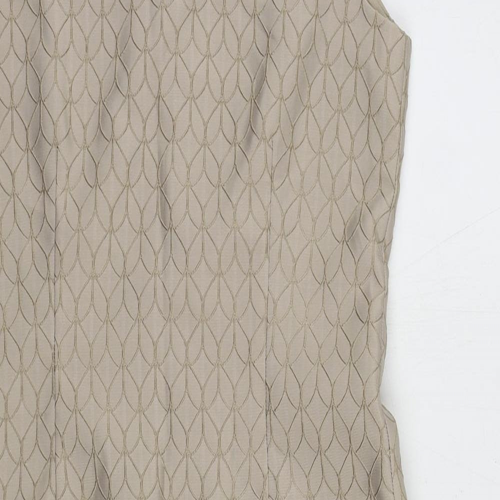 Max Mara Womens Brown Geometric Acetate Pencil Dress Size 10 Boat Neck Zip - Textured