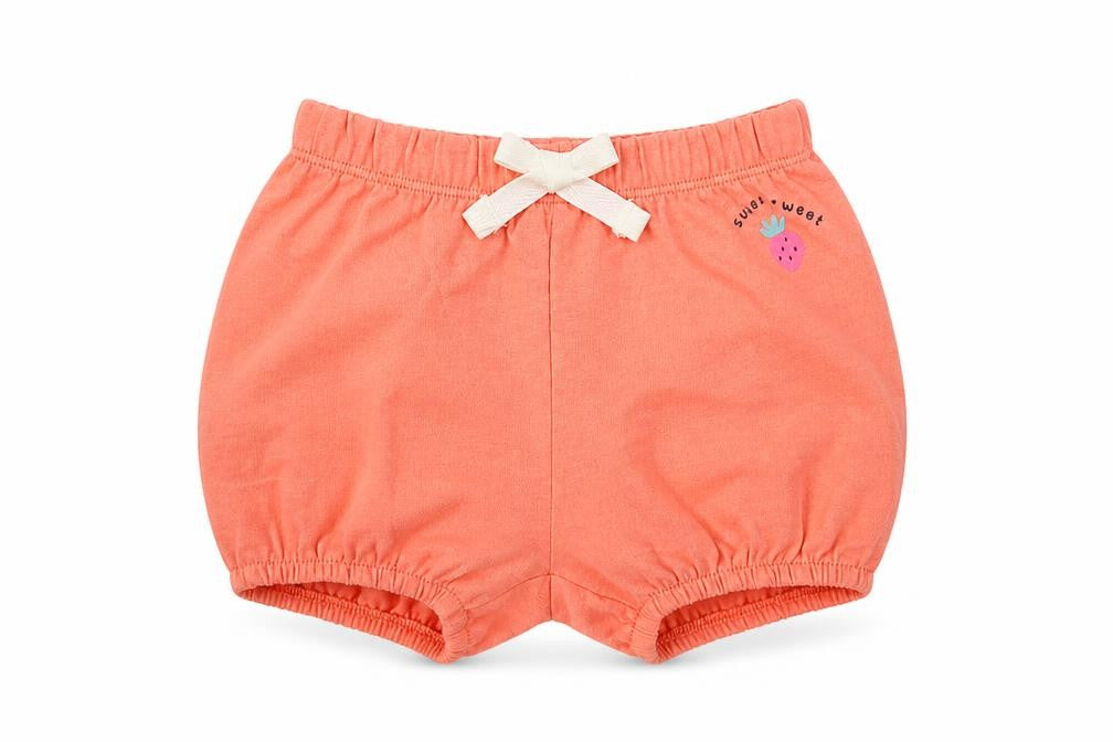 Front view of Marks & Spencer Baby Pink Cotton Cropped Trousers, size 3-6, Months Drawstring