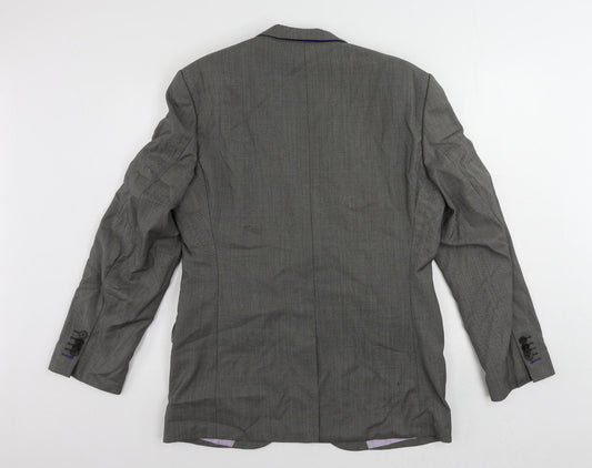 REDA Mens Grey Geometric Wool Jacket Suit Jacket Size 42 Regular