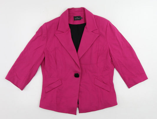 Ariana Womens Pink Jacket Blazer Size 14 Button