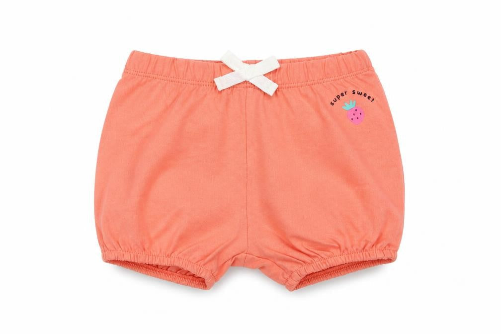 Front view of Marks & Spencer Baby Pink Cotton Cropped Trousers, size 3-6, Months Drawstring