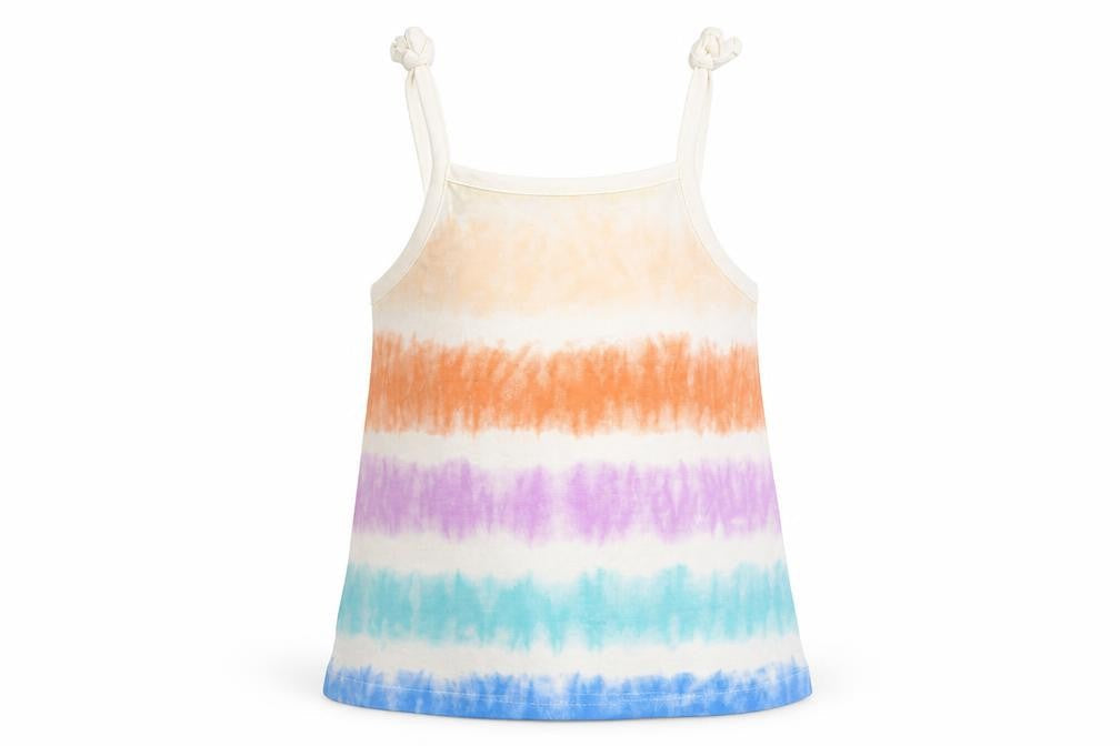 Marks and Spencer Girls Multicoloured Striped Cotton Camisole Tank Size 3-4 Years Square Neck Pullover - Tie Dye