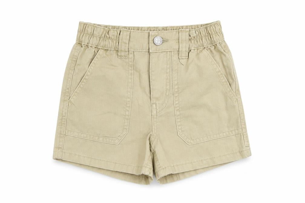 Marks and Spencer Girls Beige Cotton Chino Shorts Size 6-7 Years Regular Zip - Pockets