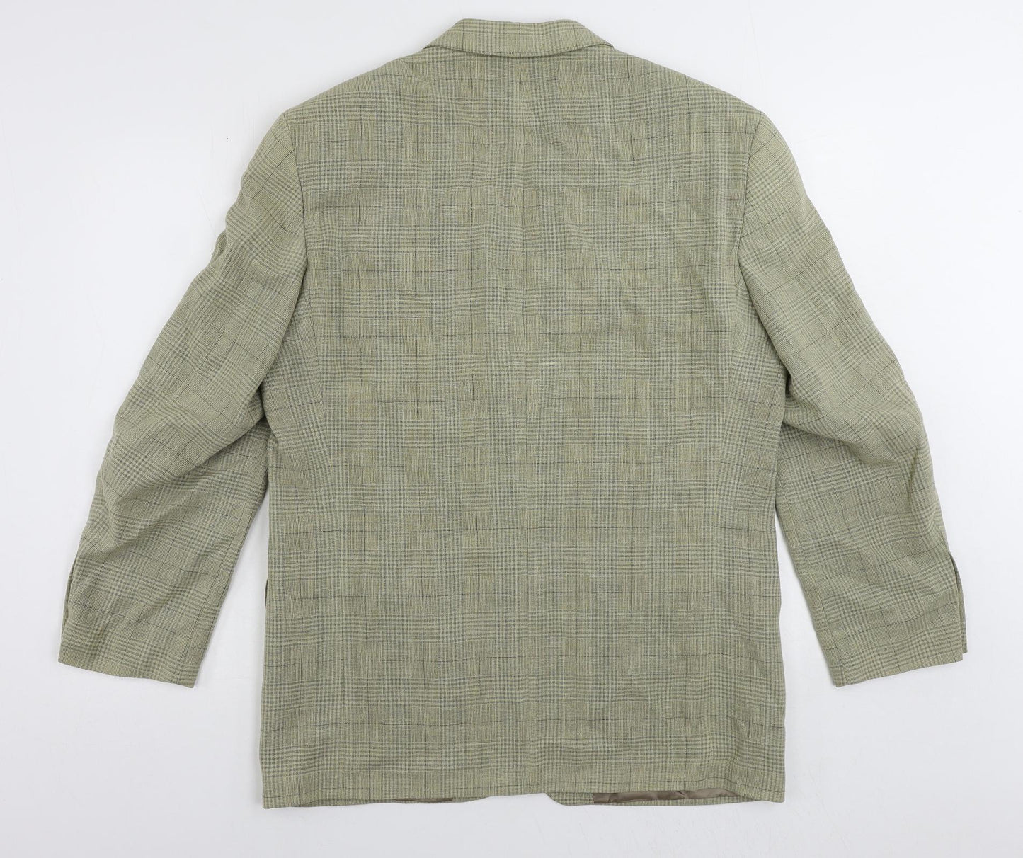 Marks and Spencer Mens Green Plaid Wool Jacket Blazer Size 40 Regular