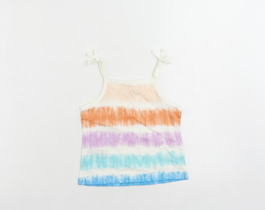 Marks and Spencer Girls Multicoloured Striped Cotton Camisole Tank Size 2-3 Years Square Neck Pullover