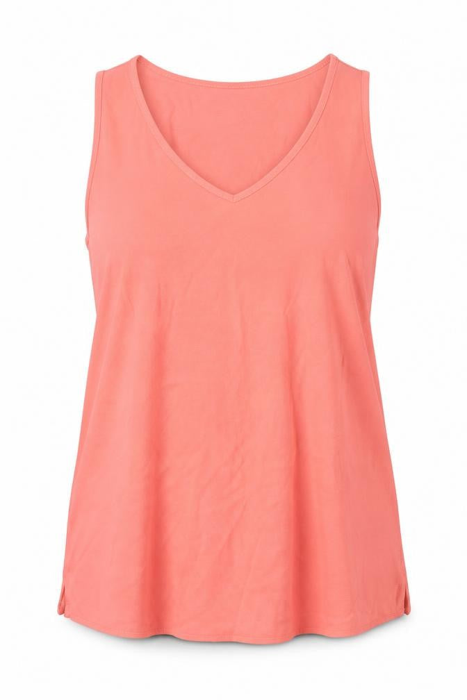 Marks and Spencer Womens Orange Polyester Basic Tank Size 14 V-Neck