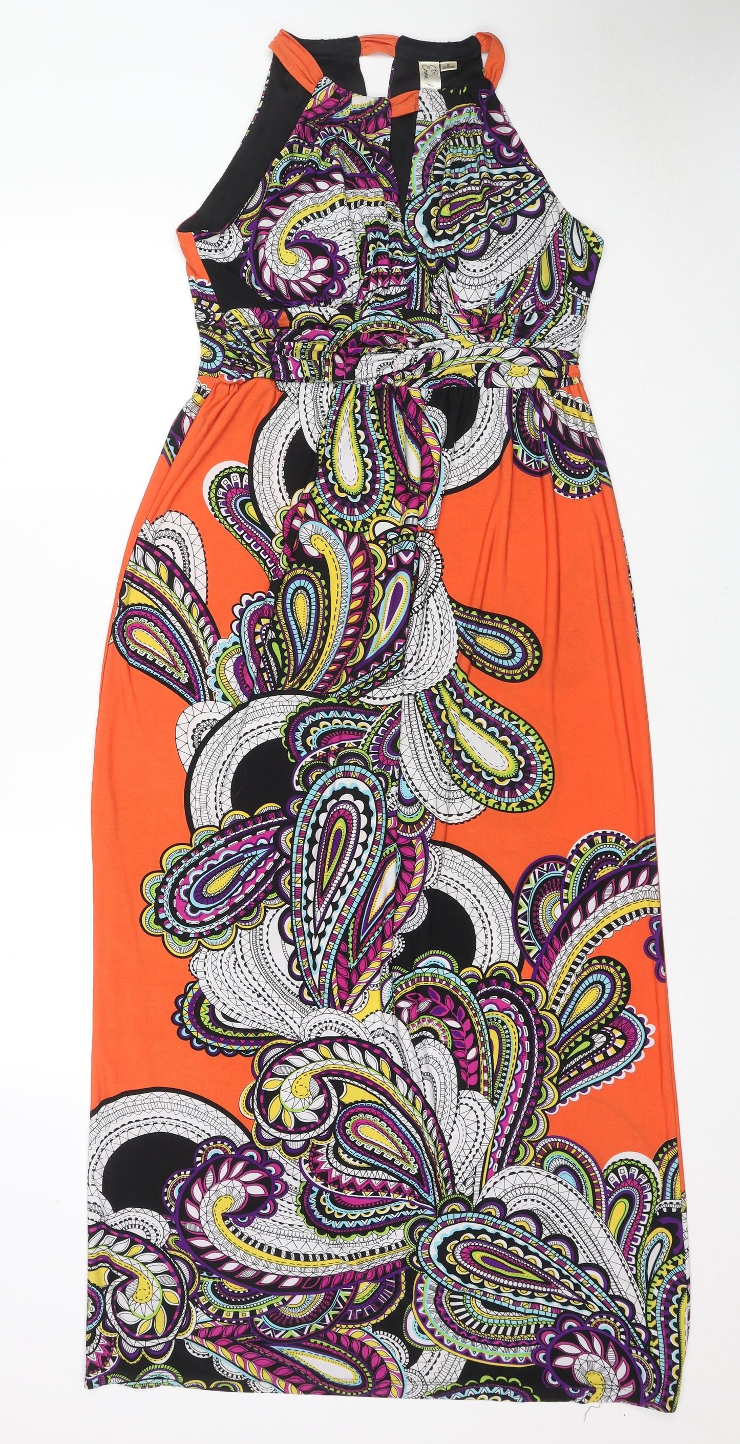 Emma & Michele Womens Multicoloured Paisley Polyester Maxi Size S Round Neck Pullover