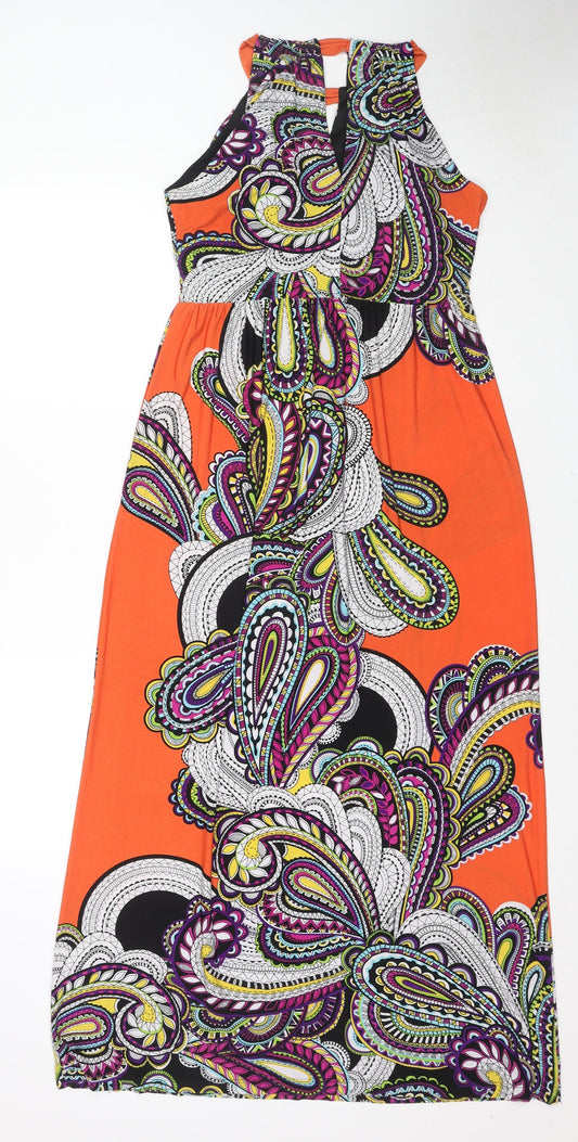 Emma & Michele Womens Multicoloured Paisley Polyester Maxi Size S Round Neck Pullover
