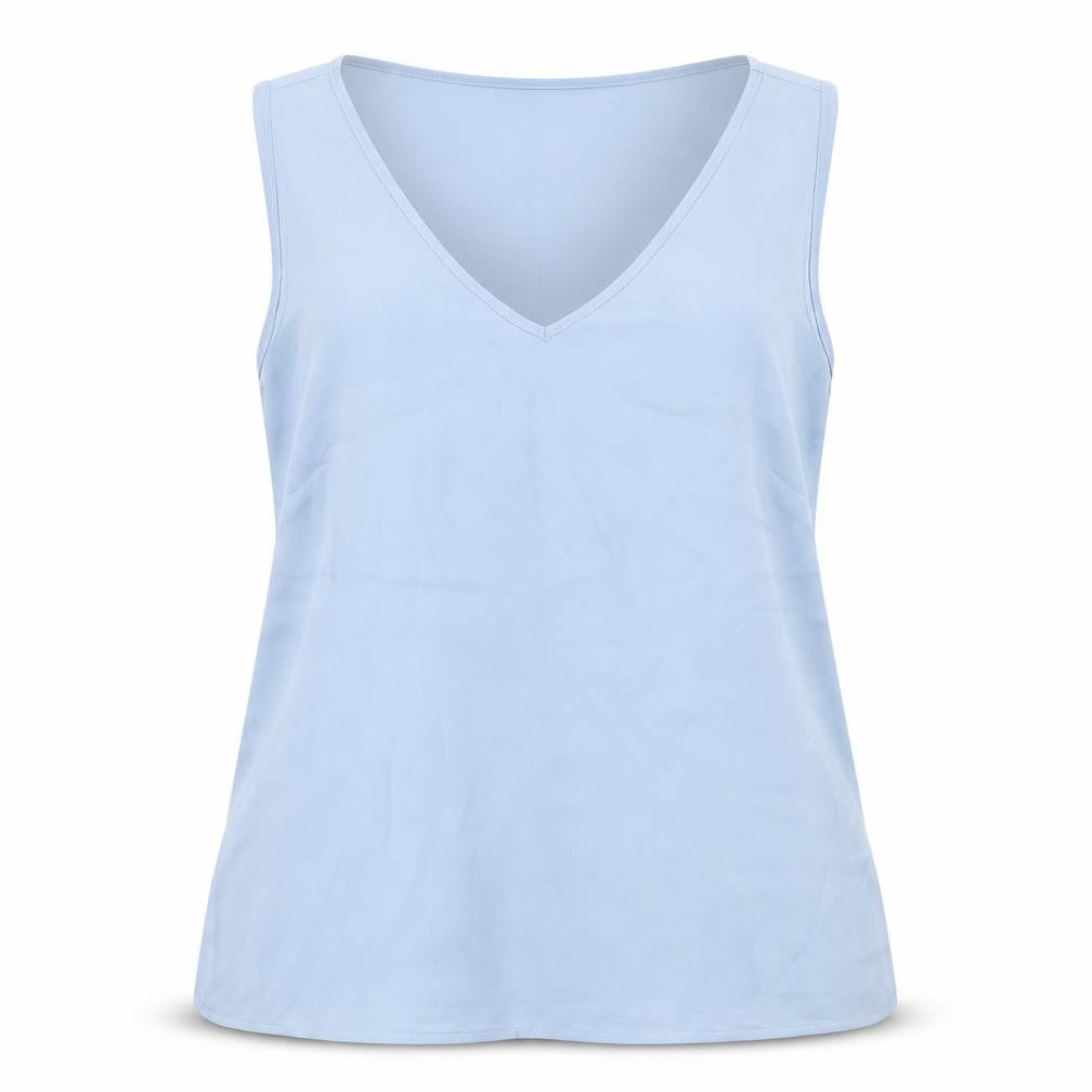 Marks and Spencer Womens Blue Polyester Basic Tank Size 14 V-Neck