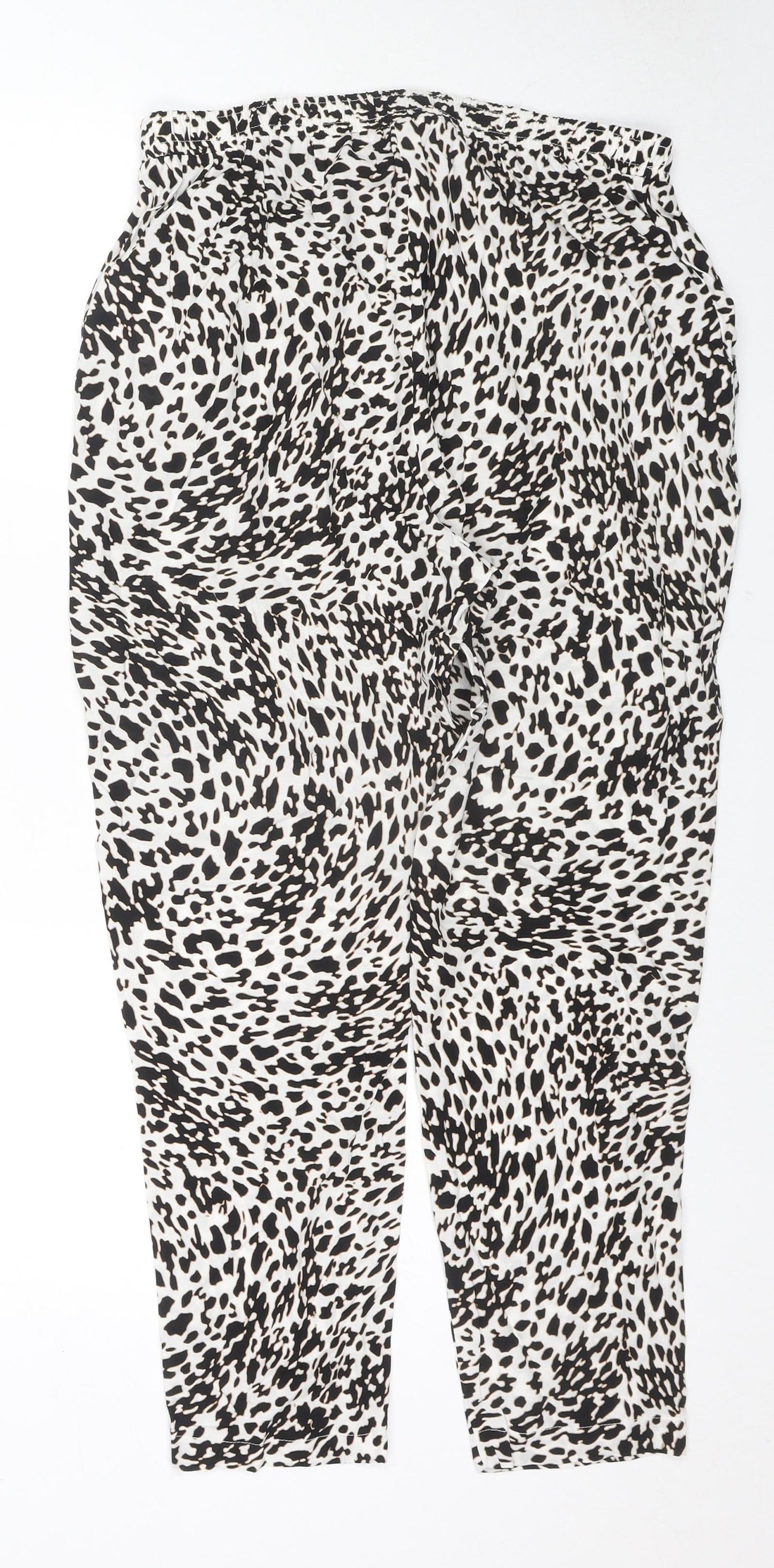 Dorothy Perkins Womens Multicoloured Animal Print Viscose Trousers Size 10 L26 in Regular Drawstring