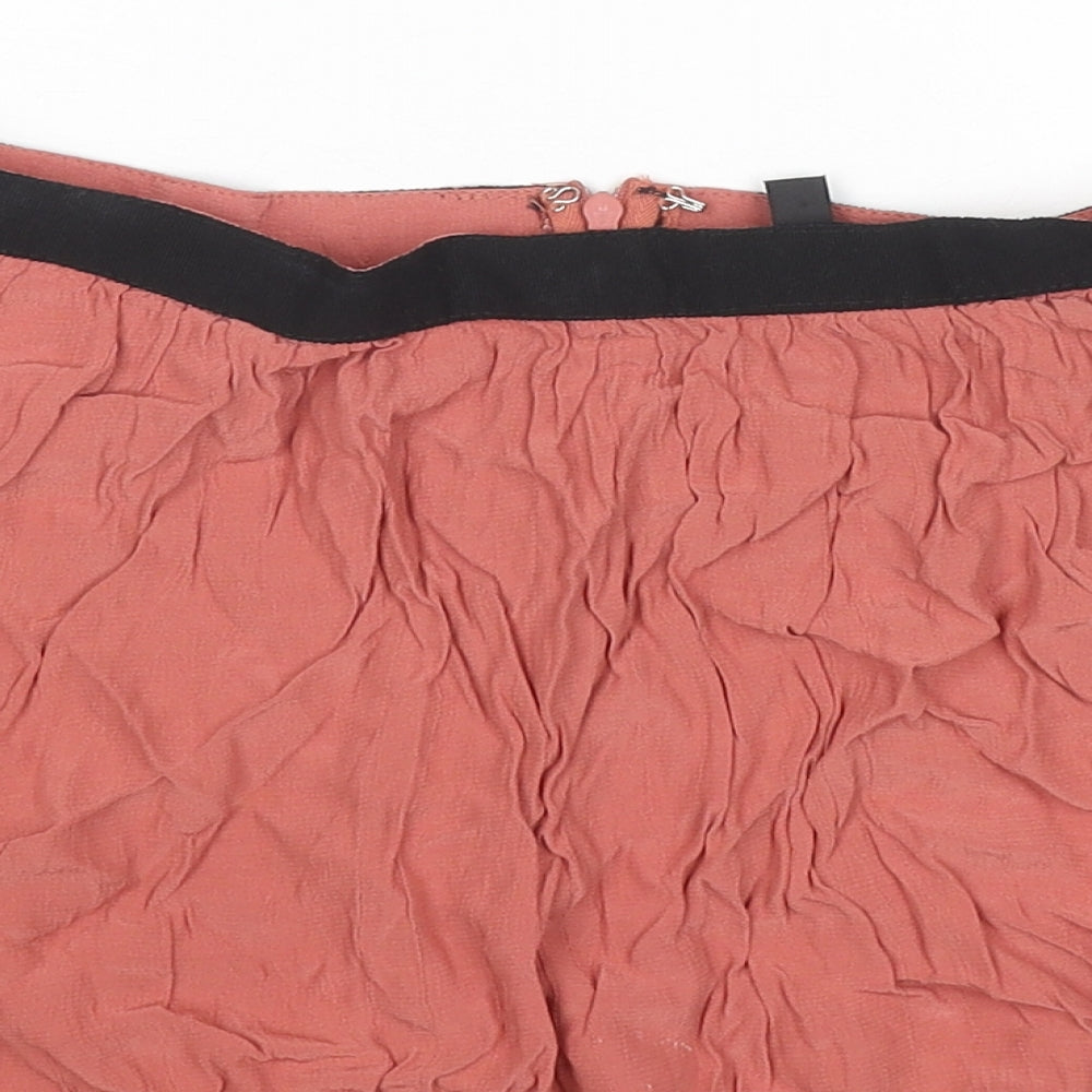 Topshop Womens Brown Viscose Pleated Skirt Size 10 Zip