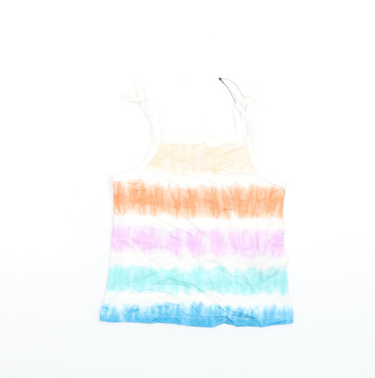 Marks and Spencer Girls Multicoloured Geometric Cotton Basic Tank Size 5-6 Years Square Neck Pullover