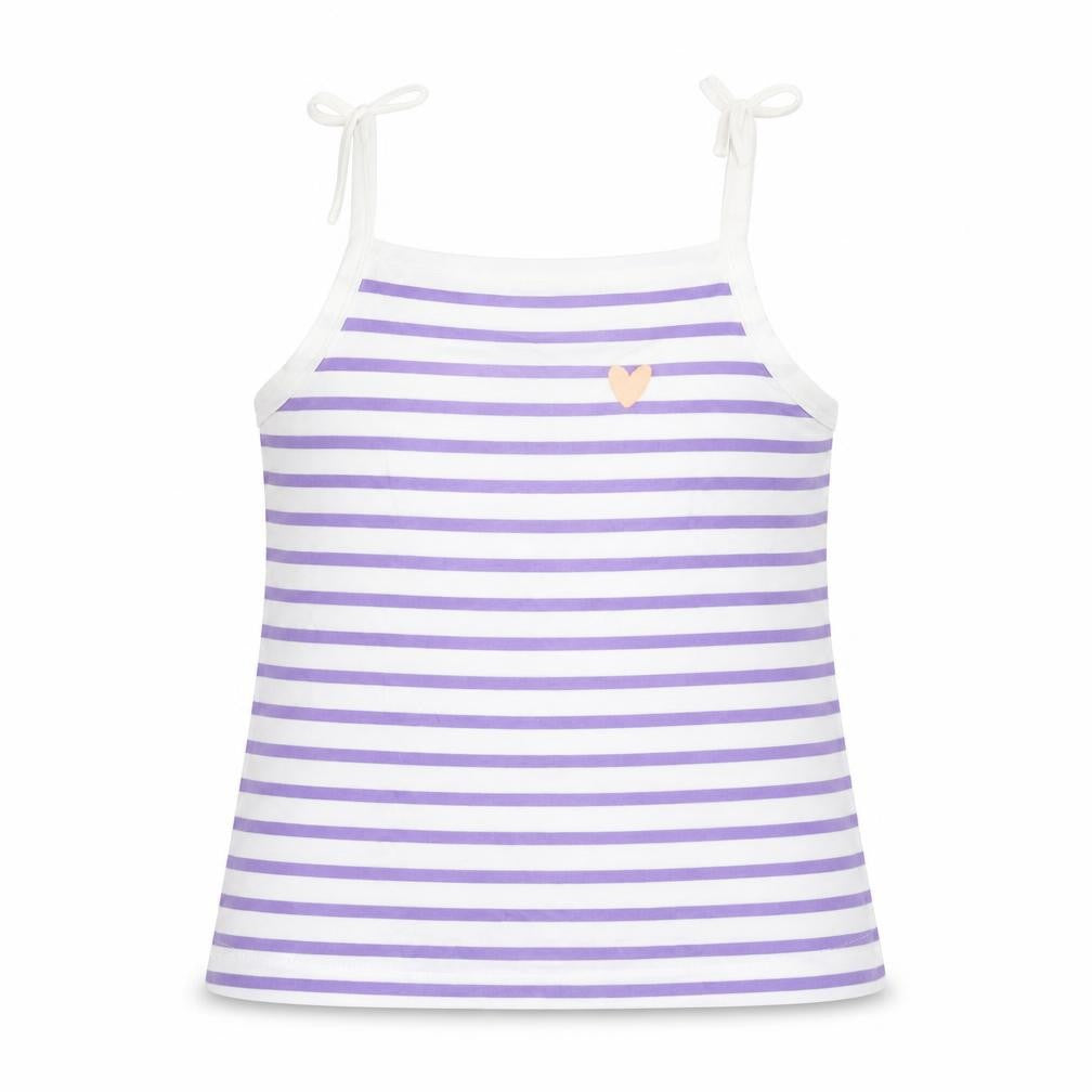 Marks and Spencer Girls Purple Striped Cotton Basic Tank Size 2-3 Years Square Neck Pullover