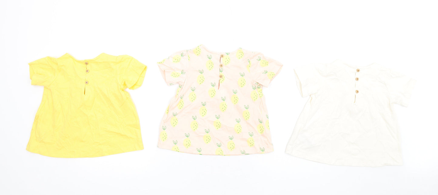 Marks and Spencer Girls Multicoloured Geometric Cotton Fit & Flare Size 12-18 Months Round Neck Button
