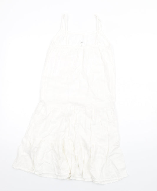 Marks and Spencer Girls White Cotton Trapeze & Swing Size 8-9 Years Round Neck Pullover
