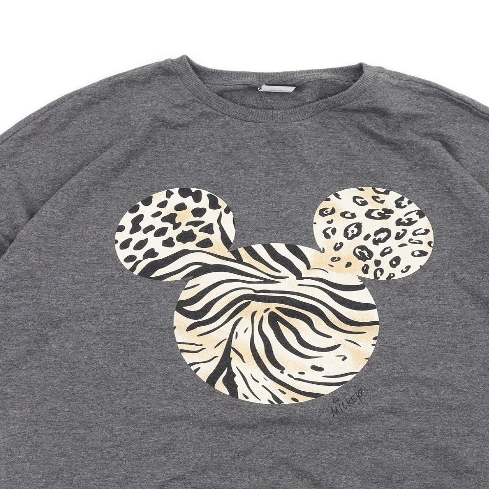 Disney Womens Grey Polyester Pullover Sweatshirt Size M Pullover - Mickey Mouse