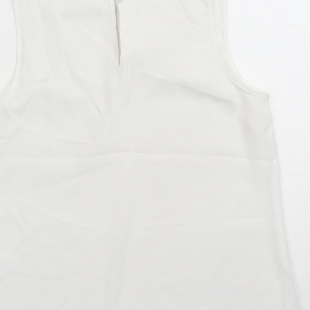 Oasis Womens White Polyester Camisole Tank Size 10 Round Neck - Pocket Detail
