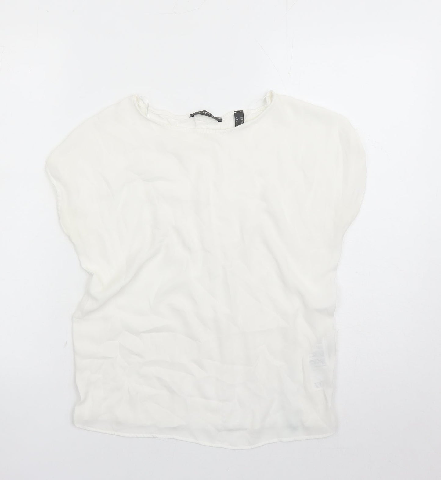 Esprit Womens White Polyester Basic T-Shirt Size XS Round Neck