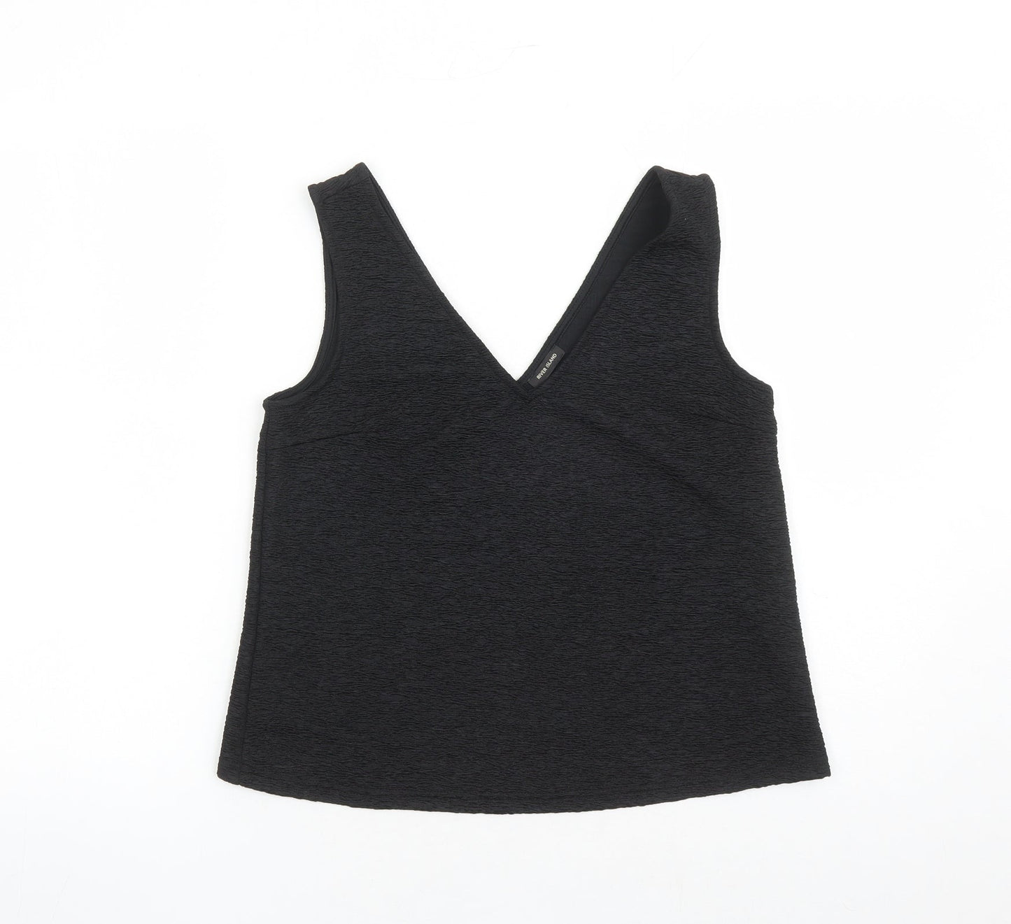 River Island Womens Black Polyester Basic Tank Size 8 V-Neck