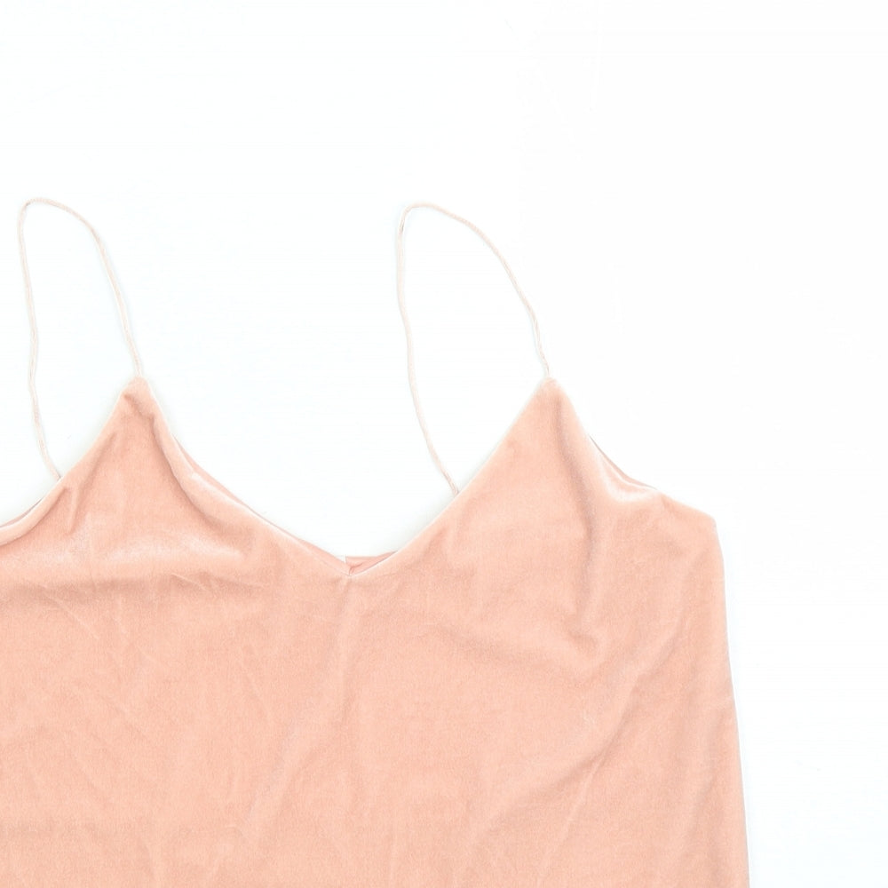 Weekday Womens Pink Polyester Camisole Tank Size S V-Neck