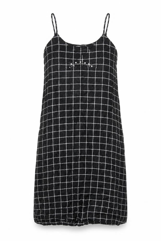 Zara Womens Grey Check Viscose Slip Dress Size S Round Neck Pullover - Rhinestone Detail